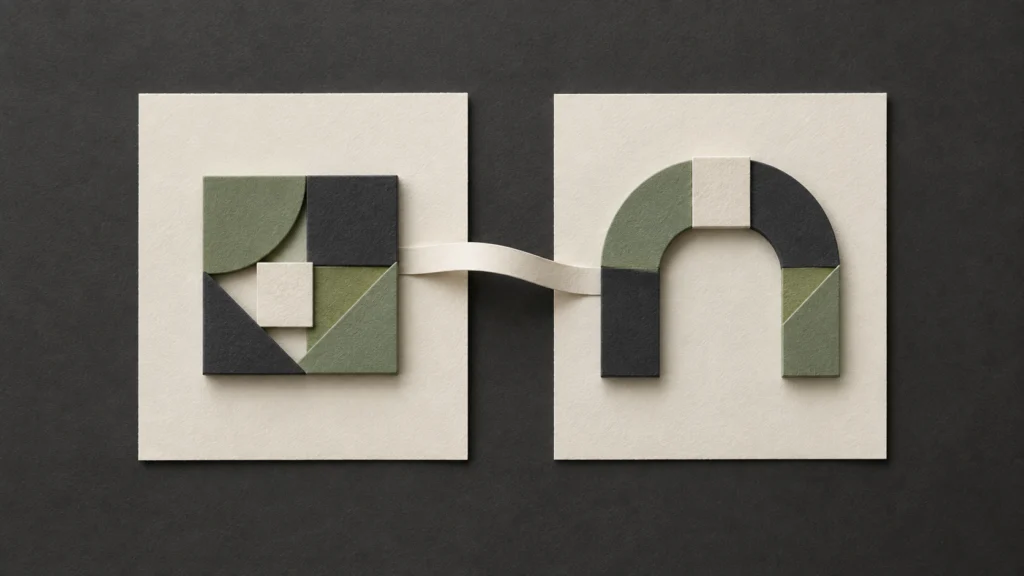Two distinct paper compositions expressing adaptation of the same idea.